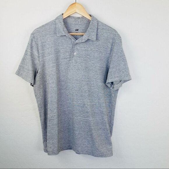 H&M slim fit gray polo size large - Picture 2 of 7